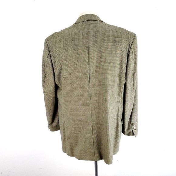 Joseph Abboud Nordstrom Wool 3 Button Sport Coat 42L Tan Houndstooth Windowpane - Picture 5 of 10